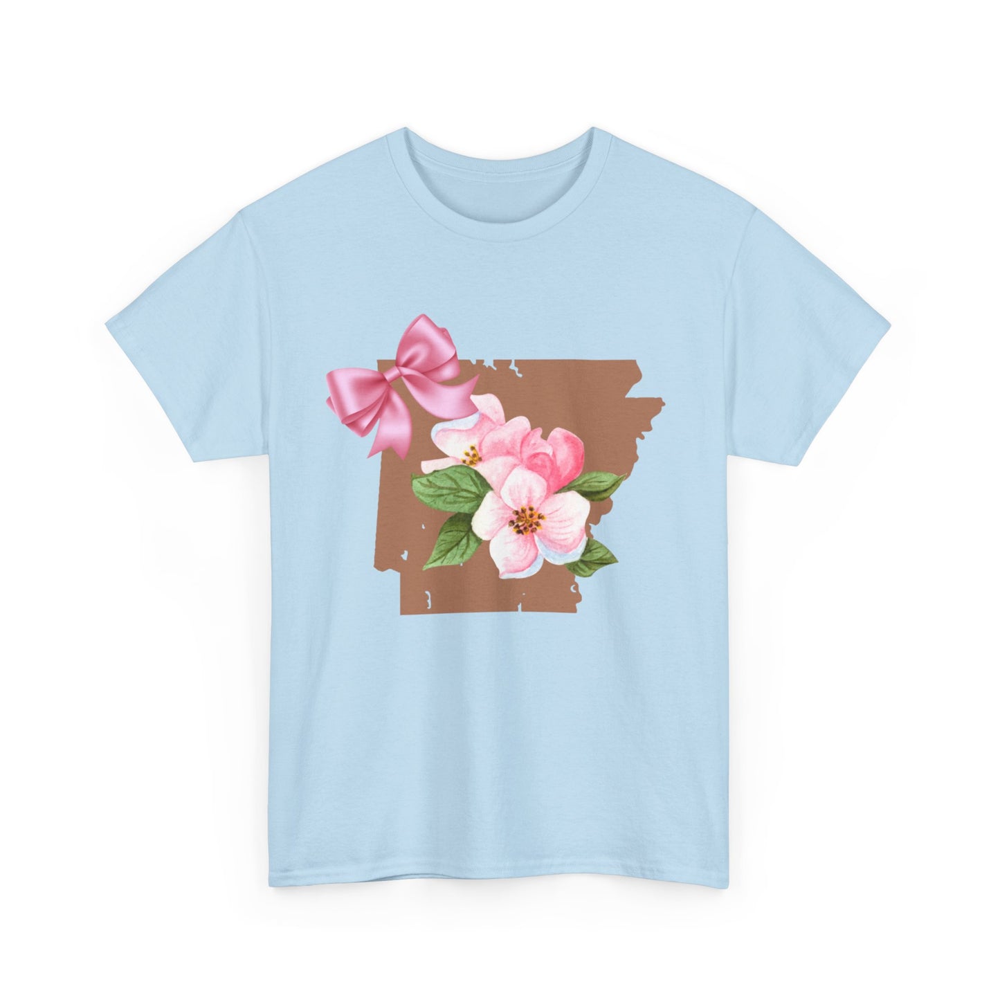 Arkansas Pink Shirt Unisex Heavy Cotton Tee, Pink Bow AR Lover Shirt, Natural State Top