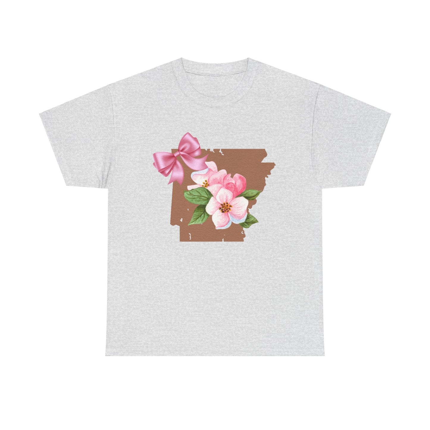 Arkansas Pink Shirt Unisex Heavy Cotton Tee, Pink Bow AR Lover Shirt, Natural State Top