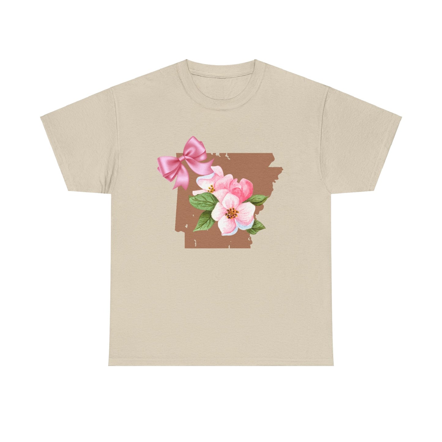 Arkansas Pink Shirt Unisex Heavy Cotton Tee, Pink Bow AR Lover Shirt, Natural State Top