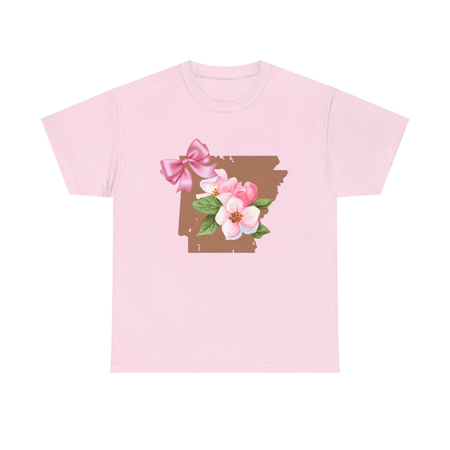 Arkansas Pink Shirt Unisex Heavy Cotton Tee, Pink Bow AR Lover Shirt, Natural State Top