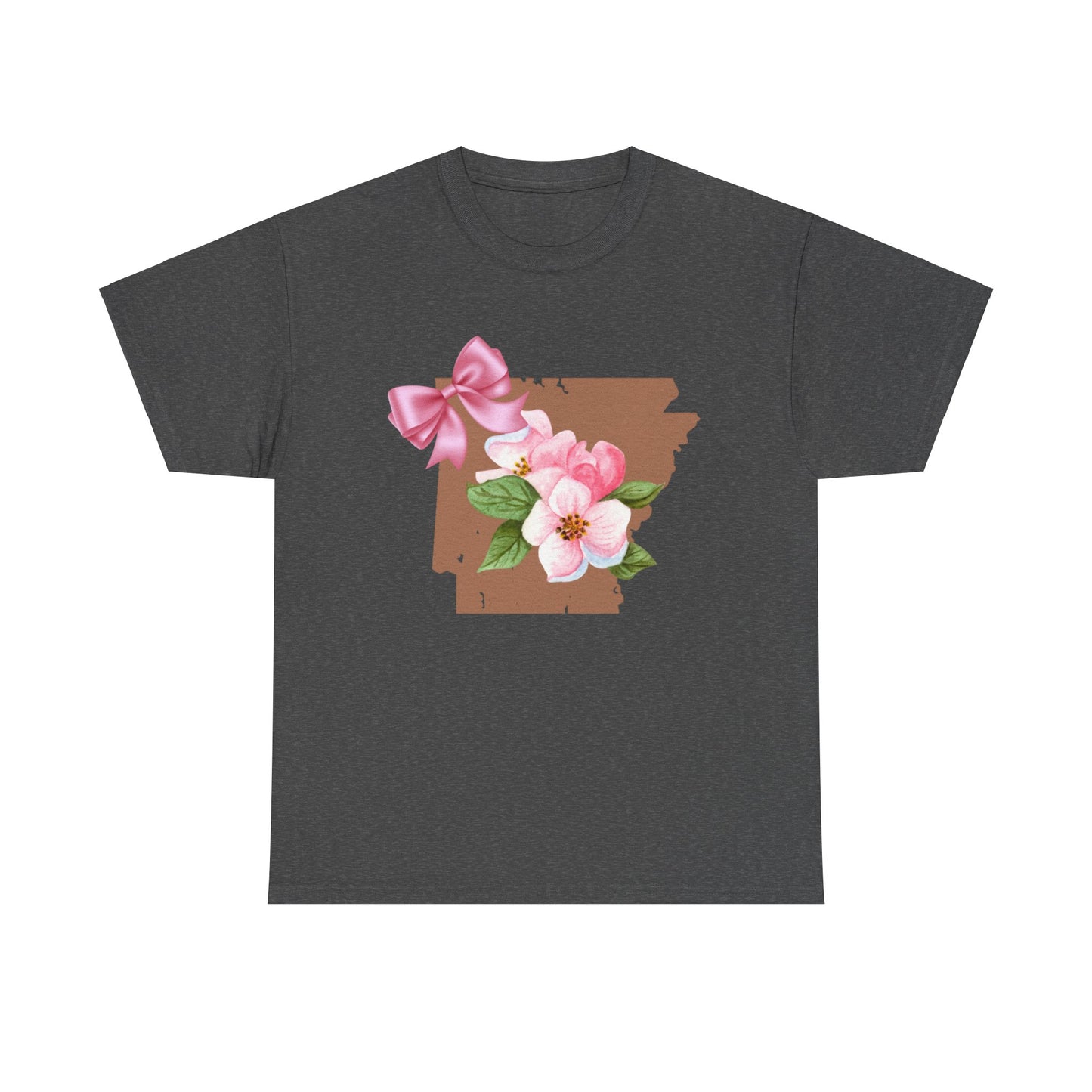 Arkansas Pink Shirt Unisex Heavy Cotton Tee, Pink Bow AR Lover Shirt, Natural State Top