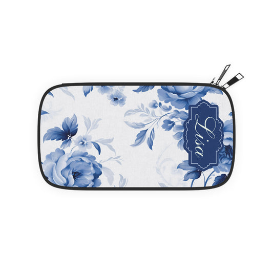 Passport Wallet: Blue Floral Toile Design