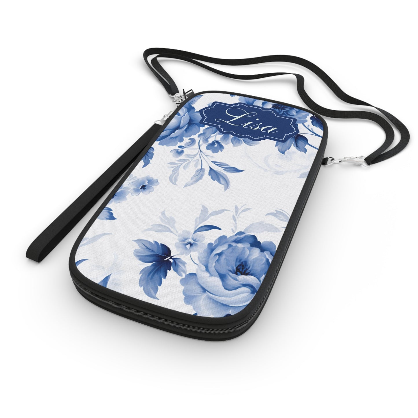 Passport Wallet: Blue Floral Toile Design