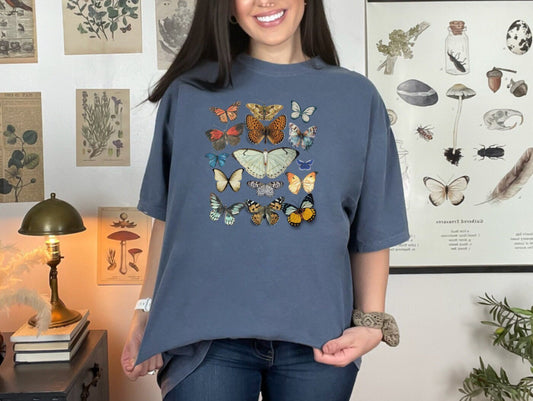 Butterfly Shirt Comfort Colors, Cottagecore clothes, Fairycore, Nature Lover, Goblincore, Interesting Insects, Butterflies in a collection