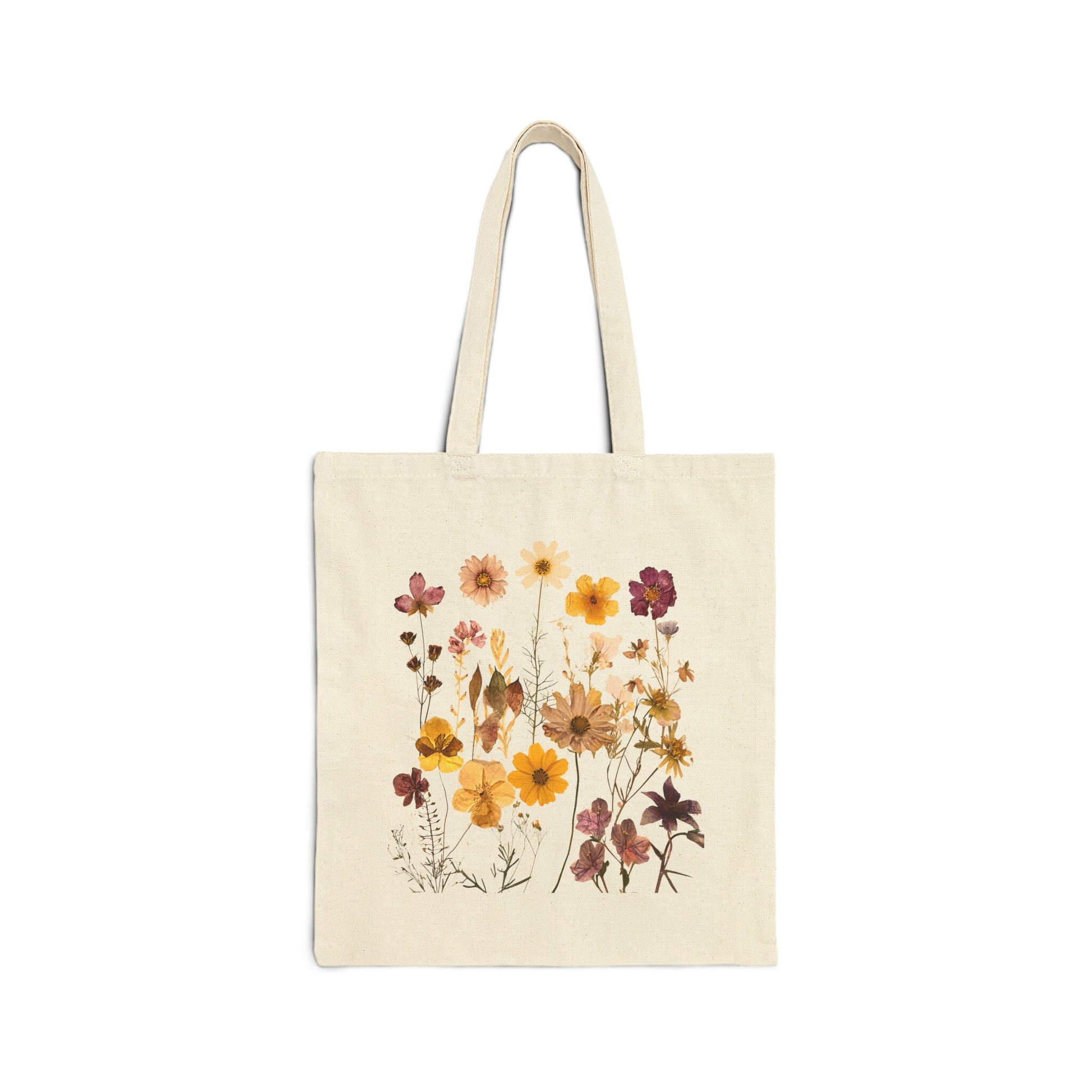 Wildflowers Graphic Canvas Tote for Women, Floral Bag, Boho Wildflowers Cottagecore Shirt,Vintage Botanical sack