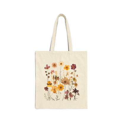 Wildflowers Graphic Canvas Tote for Women, Floral Bag, Boho Wildflowers Cottagecore Shirt,Vintage Botanical sack