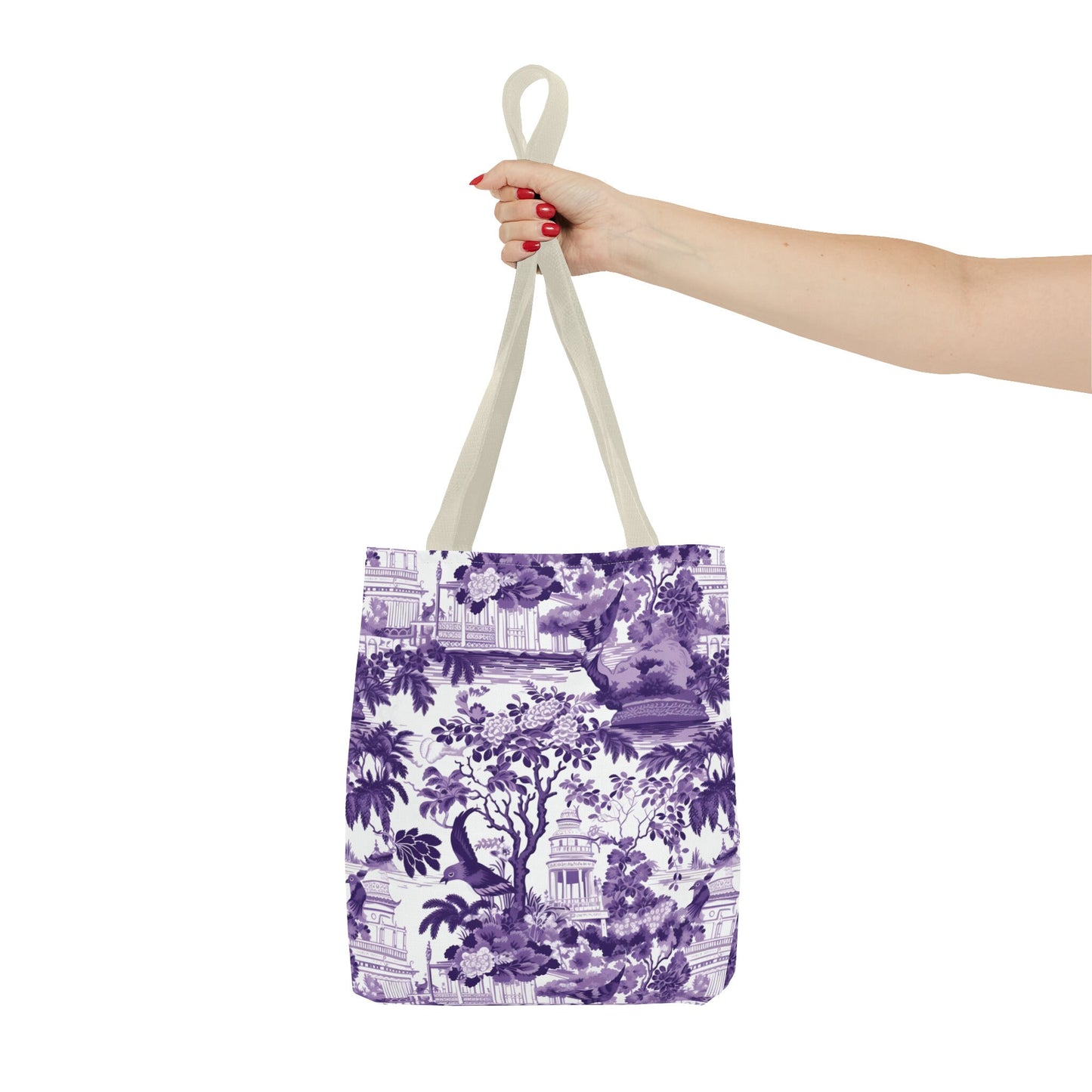 Pretty Chinoiserie Tote for Women | Purple Toile Shopping Bag for Ladies | Purple Floral Gift Her